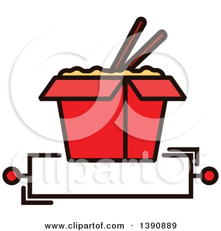 Clipart of a Chinese Takeout Container with Chopsticks over Text Space - Royalty Free Vector Illustration by Vector Tradition SM
