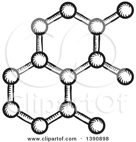Clipart of a Sketched Dark Gray Molecules - Royalty Free Vector Illustration by Vector Tradition SM