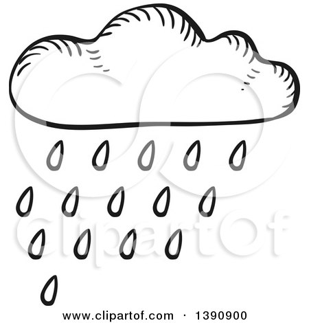 Clipart of a Sketched Dark Gray Rain Cloud - Royalty Free Vector Illustration by Vector Tradition SM