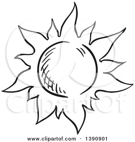Clipart of a Sketched Dark Gray Sun - Royalty Free Vector Illustration by Vector Tradition SM