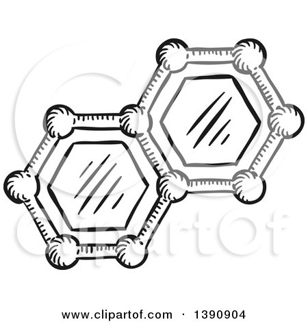 Clipart of a Sketched Dark Gray Molecules - Royalty Free Vector Illustration by Vector Tradition SM