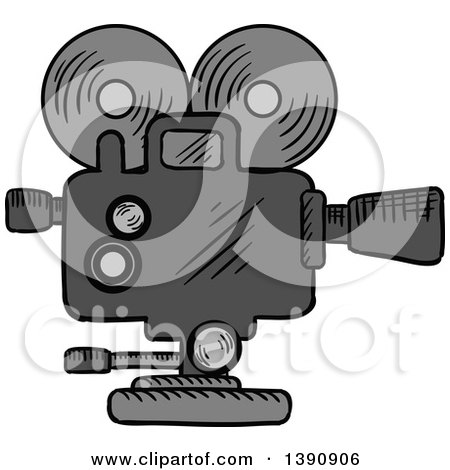 Clipart of a Sketched Movie Camera - Royalty Free Vector Illustration by Vector Tradition SM