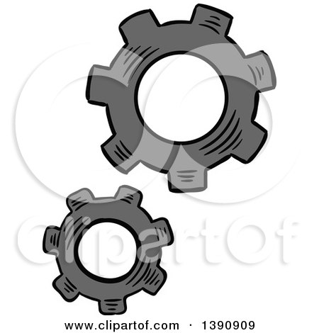 Clipart of Gray Sketched Gears - Royalty Free Vector Illustration by Vector Tradition SM
