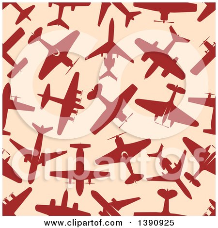 Clipart of a Seamless Background Pattern of Planes - Royalty Free Vector Illustration by Vector Tradition SM