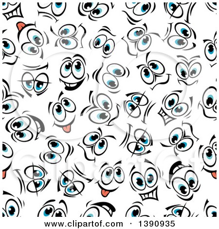 Clipart of a Seamless Background Pattern of Faces with Blue Eyes - Royalty Free Vector Illustration by Vector Tradition SM