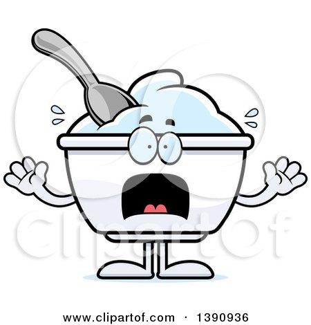 Clipart of a Cartoon Scared Plain Yogurt Mascot Character - Royalty Free Vector Illustration by Cory Thoman