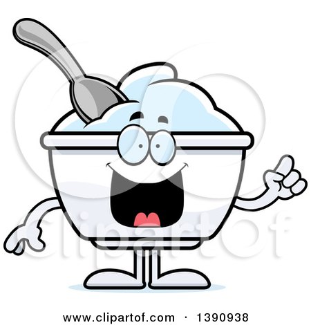 Clipart of a Cartoon Smart Plain Yogurt Mascot Character with an Idea - Royalty Free Vector Illustration by Cory Thoman
