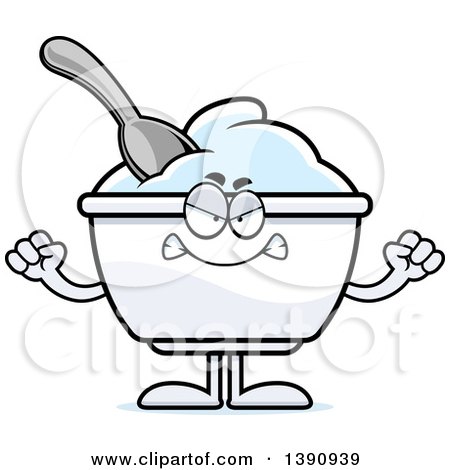 Clipart of a Cartoon Mad Plain Yogurt Mascot Character - Royalty Free Vector Illustration by Cory Thoman