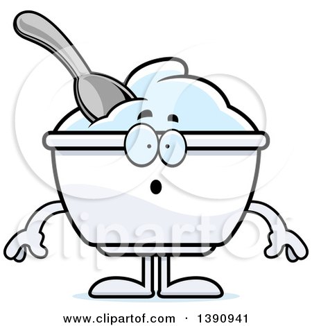 Clipart of a Cartoon Surprised Plain Yogurt Mascot Character - Royalty Free Vector Illustration by Cory Thoman