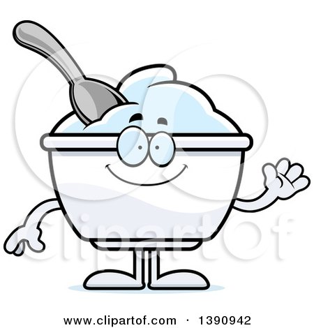 Clipart of a Cartoon Friendly Waving Plain Yogurt Mascot Character - Royalty Free Vector Illustration by Cory Thoman