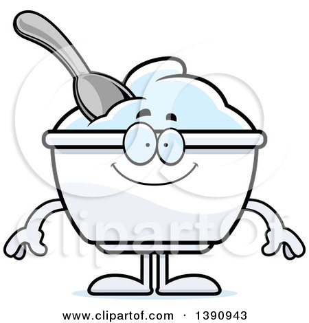 Clipart of a Cartoon Happy Plain Yogurt Mascot Character - Royalty Free Vector Illustration by Cory Thoman