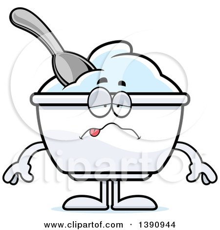 Clipart of a Cartoon Sick Plain Yogurt Mascot Character - Royalty Free Vector Illustration by Cory Thoman