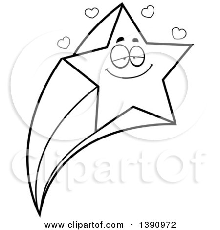 shooting star clipart black and white