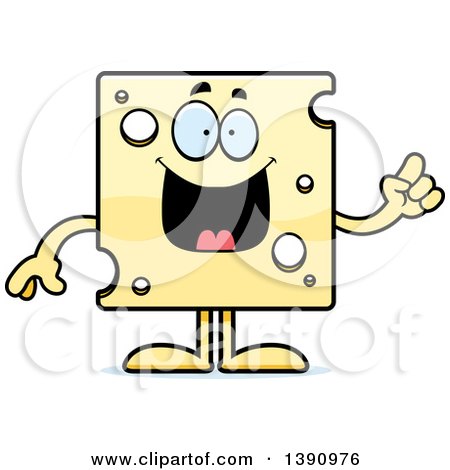 Clipart of a Cartoon Smart Swiss Cheese Mascot Character with an Idea - Royalty Free Vector Illustration by Cory Thoman