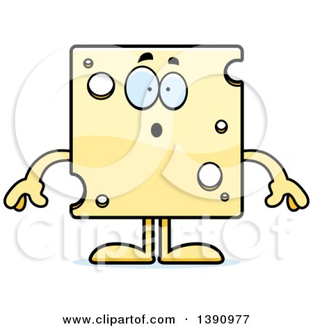 Clipart of a Cartoon Surprised Swiss Cheese Mascot Character - Royalty Free Vector Illustration by Cory Thoman