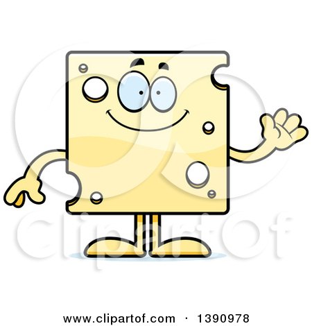 Clipart of a Cartoon Friendly Waving Swiss Cheese Mascot Character - Royalty Free Vector Illustration by Cory Thoman