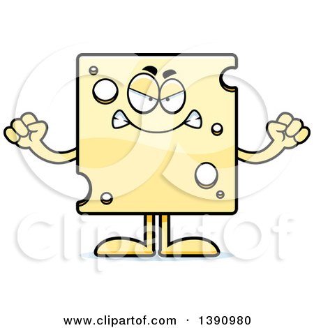 Clipart of a Cartoon Mad Swiss Cheese Mascot Character - Royalty Free Vector Illustration by Cory Thoman