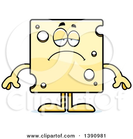 Clipart of a Cartoon Sad Swiss Cheese Mascot Character - Royalty Free Vector Illustration by Cory Thoman