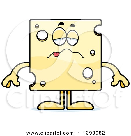 Clipart of a Cartoon Sick Swiss Cheese Mascot Character - Royalty Free Vector Illustration by Cory Thoman