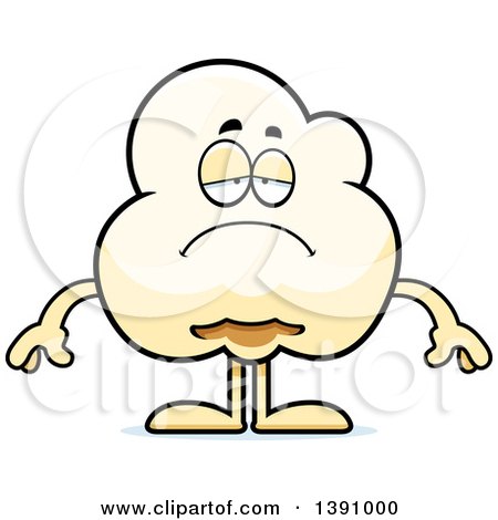 Clipart of a Cartoon Depressed Popcorn Mascot Character - Royalty Free Vector Illustration by Cory Thoman