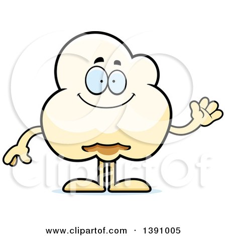 Clipart of a Cartoon Friendly Waving Popcorn Mascot Character - Royalty Free Vector Illustration by Cory Thoman