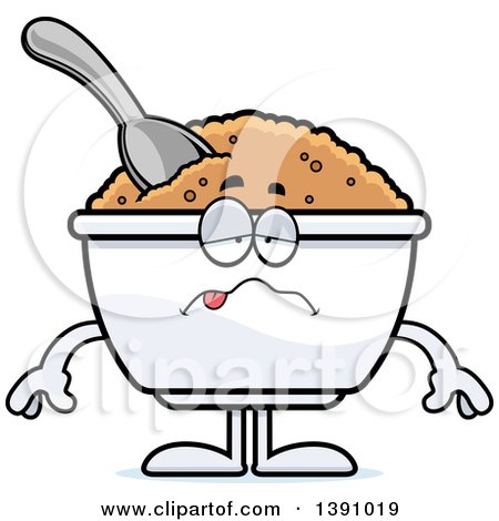 Clipart of a Cartoon Sick Bowl of Oatmeal Mascot Character - Royalty Free Vector Illustration by Cory Thoman