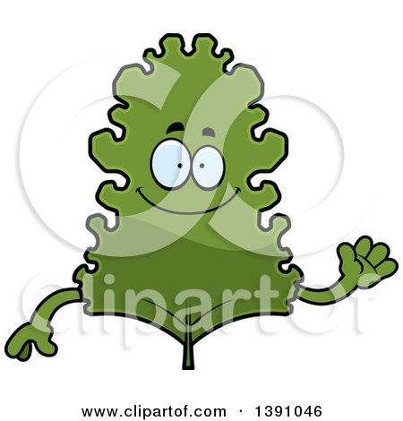 Clipart of a Cartoon Friendly Waving Kale Mascot Character - Royalty Free Vector Illustration by Cory Thoman