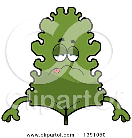 Clipart of a Cartoon Sick Kale Mascot Character - Royalty Free Vector Illustration by Cory Thoman