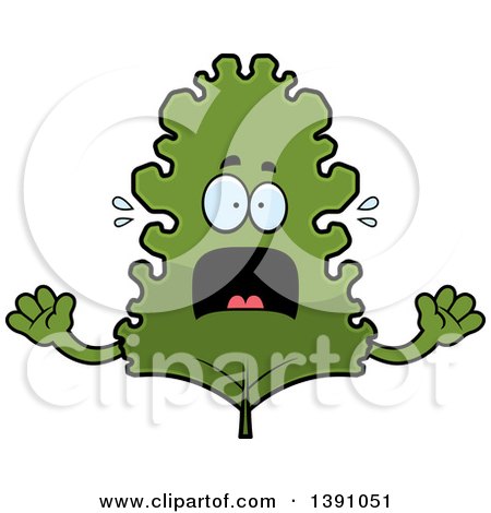 Clipart of a Cartoon Scared Happy Kale Mascot Character - Royalty Free Vector Illustration by Cory Thoman