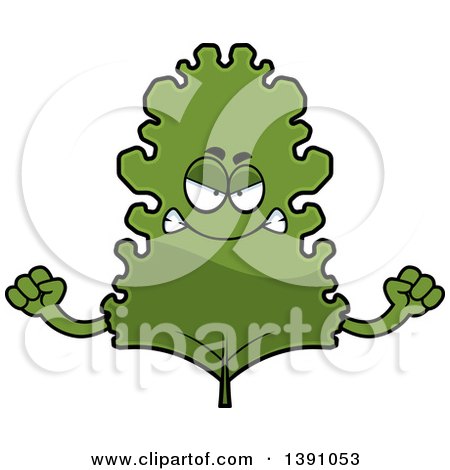 Clipart of a Cartoon Mad Kale Mascot Character - Royalty Free Vector Illustration by Cory Thoman