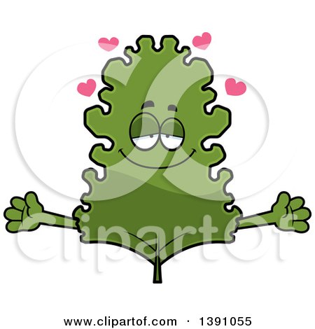 Clipart of a Cartoon Loving Kale Mascot Character Wanting a Hug - Royalty Free Vector Illustration by Cory Thoman
