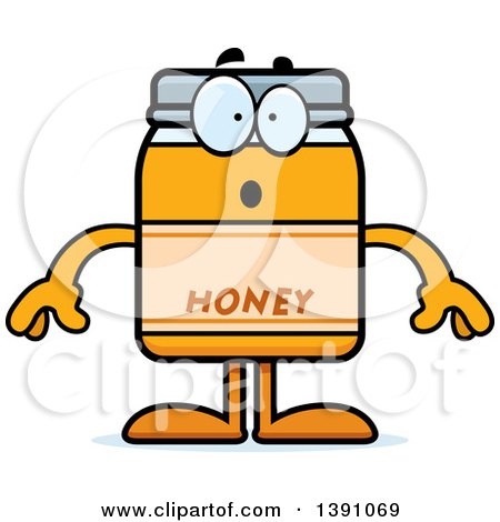 Clipart of a Cartoon Surprised Honey Jar Mascot Character - Royalty Free Vector Illustration by Cory Thoman