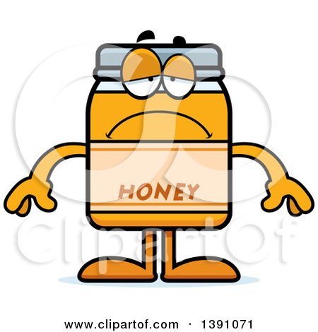 Clipart of a Cartoon Depressed Honey Jar Mascot Character - Royalty Free Vector Illustration by Cory Thoman