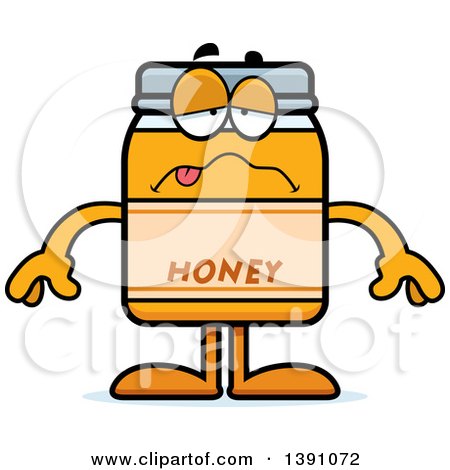 Clipart of a Cartoon Sick Honey Jar Mascot Character - Royalty Free Vector Illustration by Cory Thoman