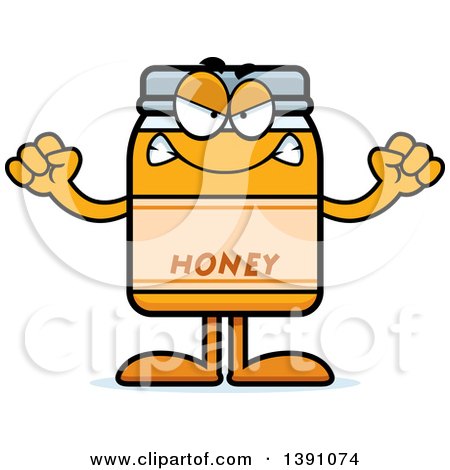 Clipart of a Cartoon Mad Honey Jar Mascot Character - Royalty Free Vector Illustration by Cory Thoman
