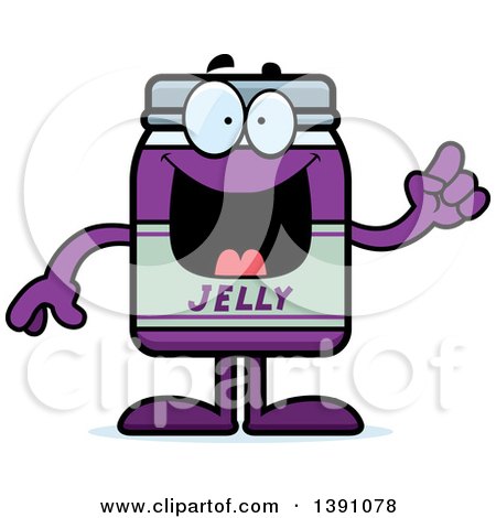 Clipart of a Cartoon Grape Jam Jelly Jar Mascot Character with an Idea - Royalty Free Vector Illustration by Cory Thoman