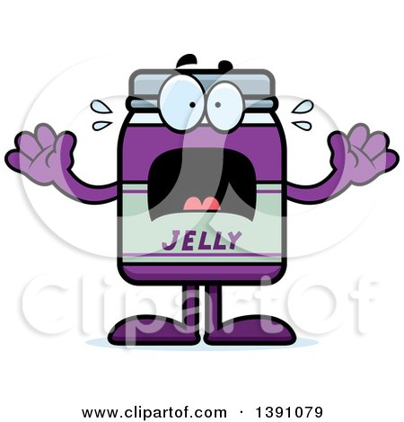 Clipart of a Cartoon Scared Grape Jam Jelly Jar Mascot Character - Royalty Free Vector Illustration by Cory Thoman