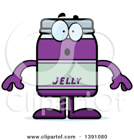Clipart of a Cartoon Surprised Grape Jam Jelly Jar Mascot Character - Royalty Free Vector Illustration by Cory Thoman