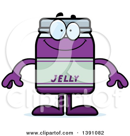 Clipart of a Cartoon Happy Grape Jam Jelly Jar Mascot Character - Royalty Free Vector Illustration by Cory Thoman