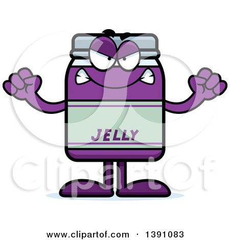 Clipart of a Cartoon Mad Grape Jam Jelly Jar Mascot Character - Royalty Free Vector Illustration by Cory Thoman