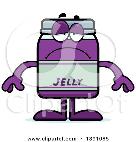 Clipart of a Cartoon Depressed Grape Jam Jelly Jar Mascot Character - Royalty Free Vector Illustration by Cory Thoman