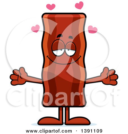 Clipart of a Cartoon Loving Crispy Bacon Character Wanting a Hug - Royalty Free Vector Illustration by Cory Thoman