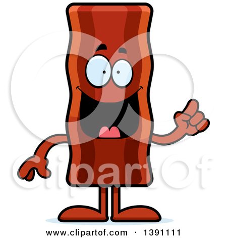 Clipart of a Cartoon Crispy Bacon Character with an Idea - Royalty Free Vector Illustration by Cory Thoman