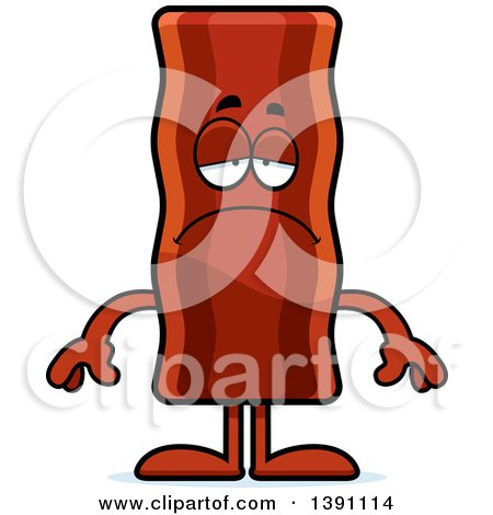 Clipart of a Cartoon Sad Crispy Bacon Character - Royalty Free Vector Illustration by Cory Thoman