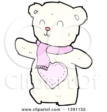 Clipart of a Cartoon Polar Bear Wearing a Scarf - Royalty Free Vector Illustration by lineartestpilot