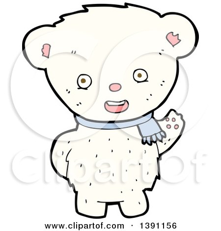 Clipart of a Cartoon Polar Bear Wearing a Scarf - Royalty Free Vector Illustration by lineartestpilot