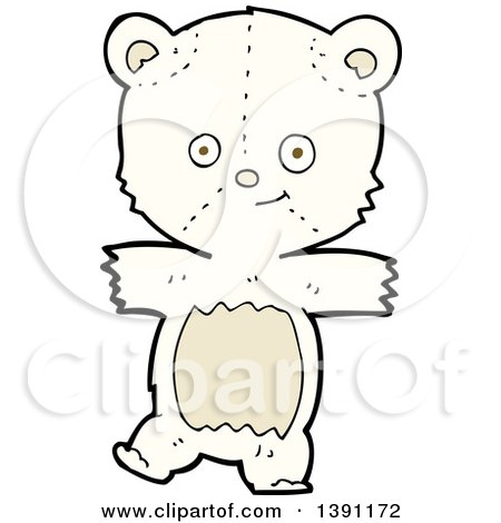 Clipart of a Cartoon Teddy Polar Bear - Royalty Free Vector Illustration by lineartestpilot