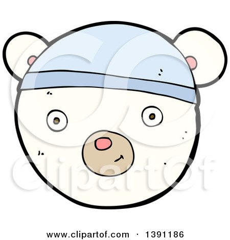 Clipart of a Cartoon Polar Bear Wearing a Hat - Royalty Free Vector Illustration by lineartestpilot