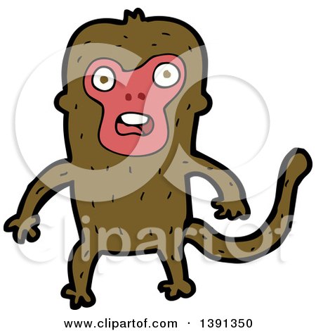 Clipart of a Cartoon Monkey - Royalty Free Vector Illustration by lineartestpilot