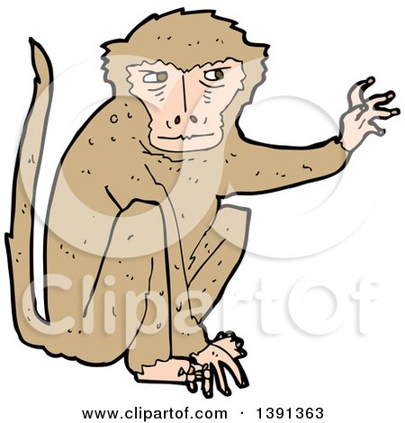 Clipart of a Cartoon Monkey - Royalty Free Vector Illustration by lineartestpilot